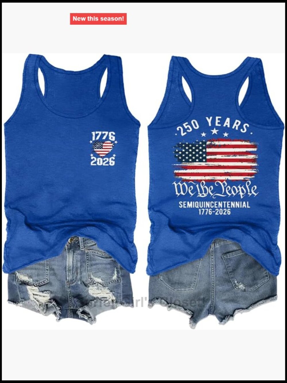 Women's Sleeveless American Flag Tank Top Patriotic 4th of July 250th